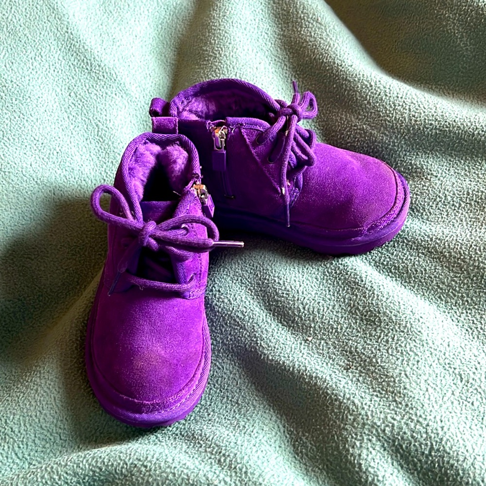 UGG Kids Purple Suede Ankle Boots